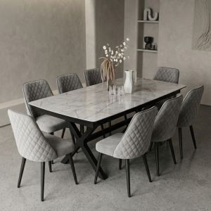 שולחן נפתח +6 כיסאות דגם Tower